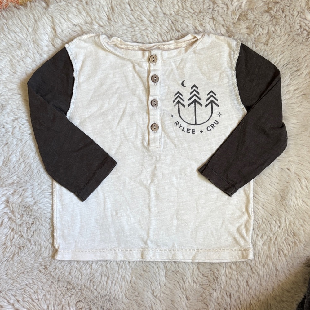 Rylee + Cru Cream and Black Long Sleeve Henley